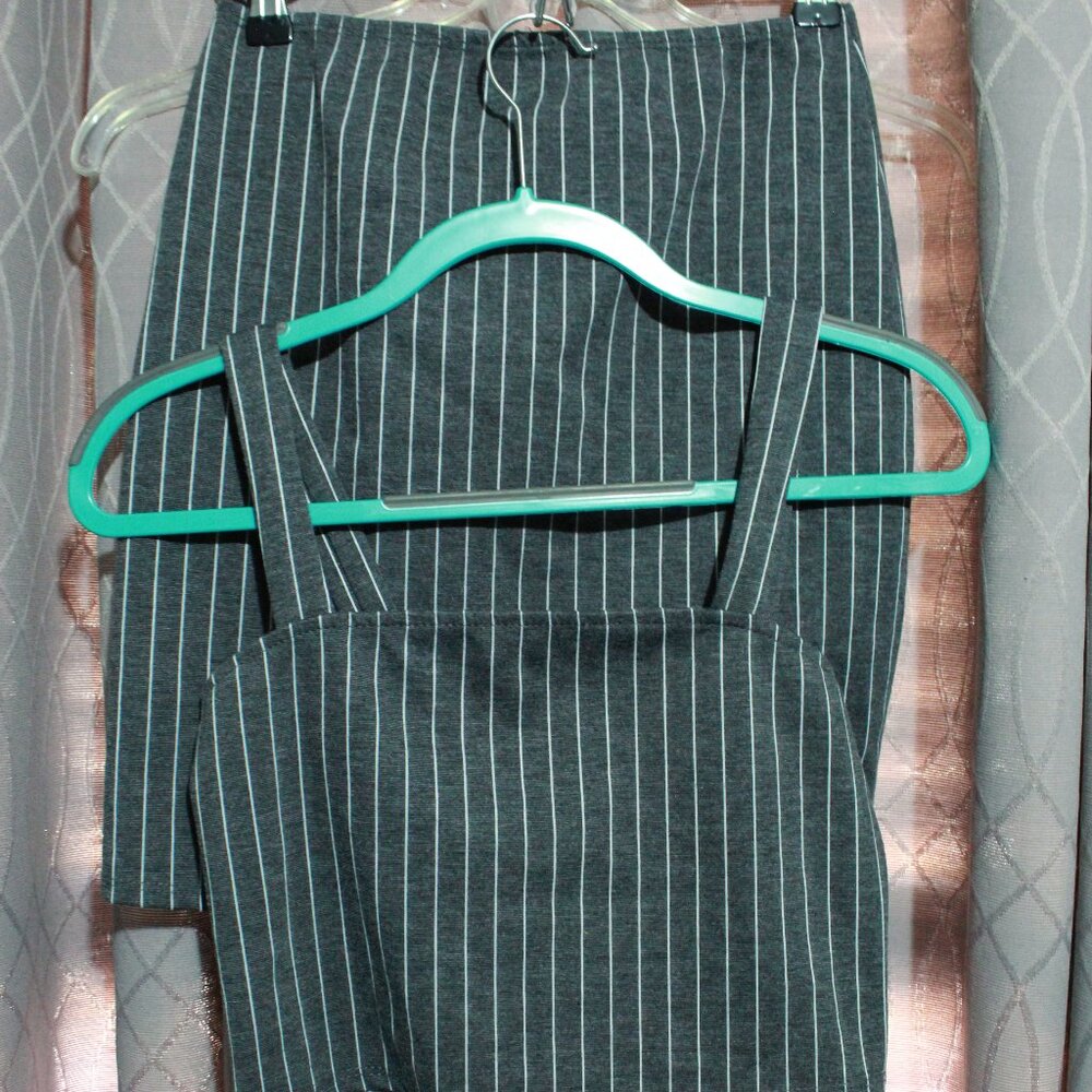 Rue21Two Piece Pinstripe Women's Grey Skirt Set Size Medium